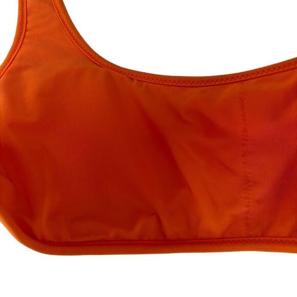 Aerie Scoop Neck Bikini Top Orange Glitter Shimmer Size M Beach Preppy Swimwear - Picture 4 of 7